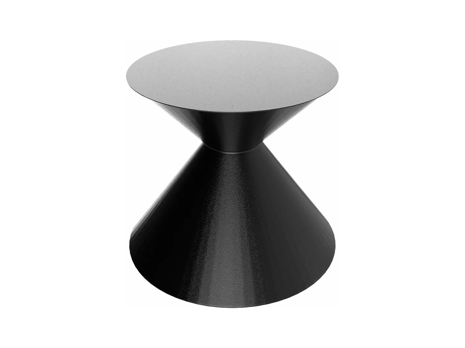 Graal Black - Table ronde Ø120 cm Base double cône en métal noir et plateau en bois stratifié ébène