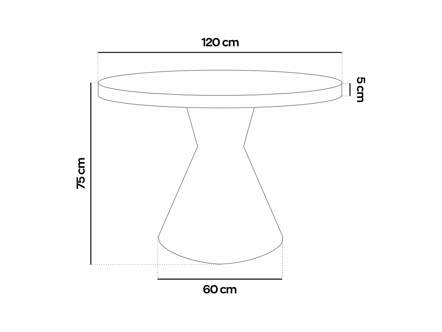 Graal Black - Table ronde Ø120 cm Base double cône en métal noir et plateau en bois stratifié ébène