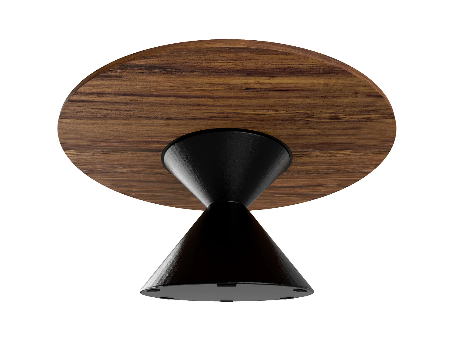 Graal Black - Mesa Redonda Ø120 cm Base Metálica Duplo Cone Preto e Tampo em Madeira Laminada Ebony