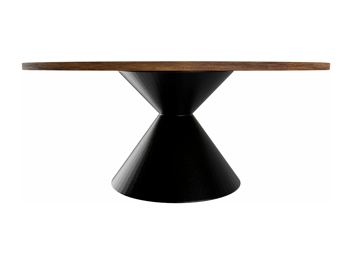 Graal Black - Mesa Redonda Ø120 cm Base Metálica Duplo Cone Preto e Tampo em Madeira Laminada Ebony