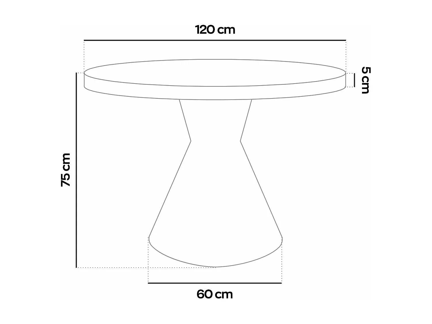 Graal Black - Mesa Redonda Ø120 cm Base Metálica Duplo Cone Preto e Tampo em Madeira Laminada Ebony