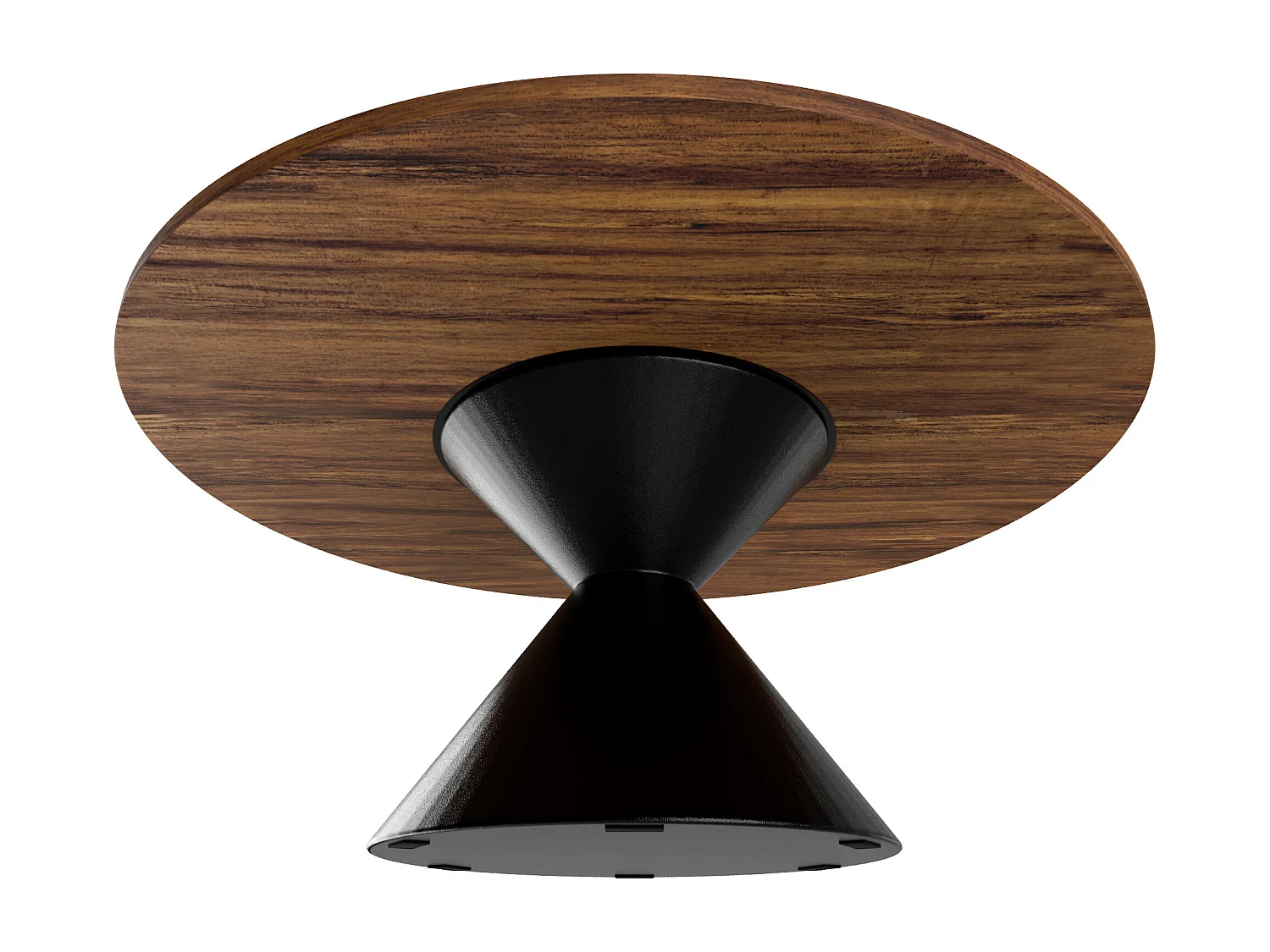 Graal Black - Mesa Redonda Ø120 cm Base Metálica Duplo Cone Preto e Tampo em Madeira Laminada Ebony