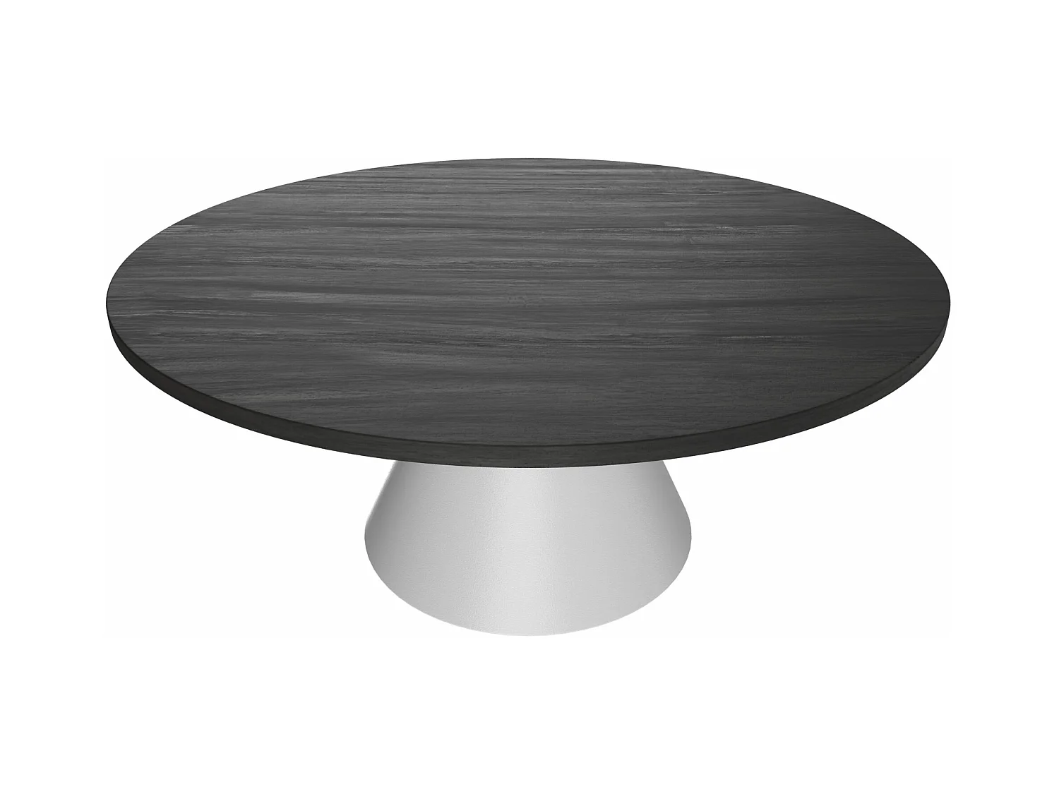 Artù White - Tavolo da pranzo rotondo ⌀ 120 cm in legno laminato con base a cono in metallo-Nero