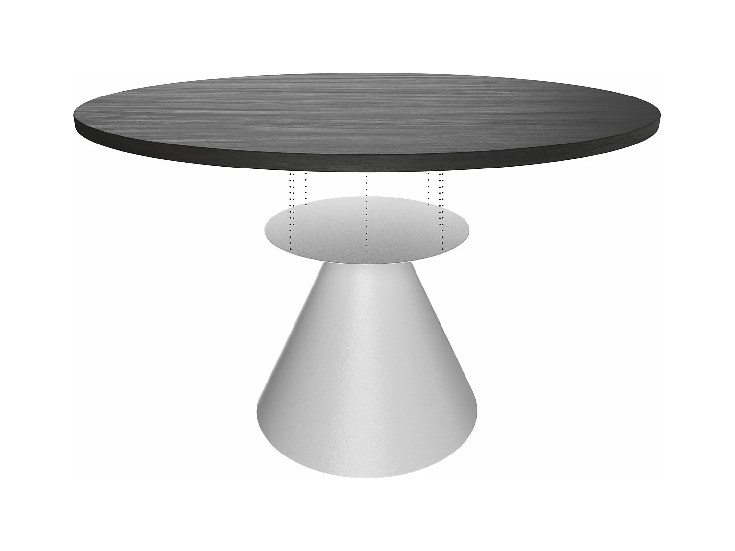 Artù White - Tavolo da pranzo rotondo ⌀ 120 cm in legno laminato con base a cono in metallo-Nero