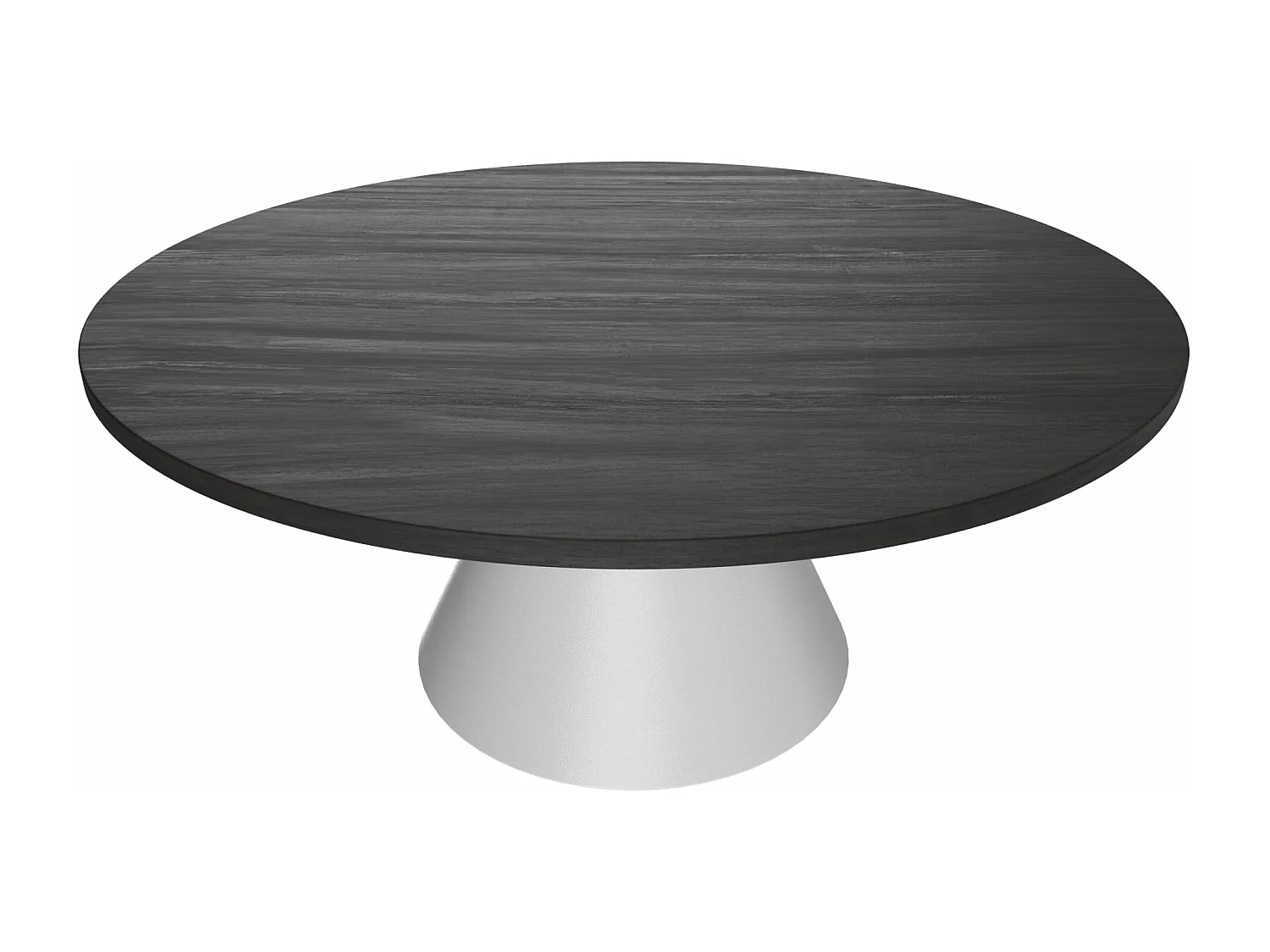 Artù White - Mesa de jantar redonda ⌀ 120 cm de madeira laminada com base de cone de metal-Preto