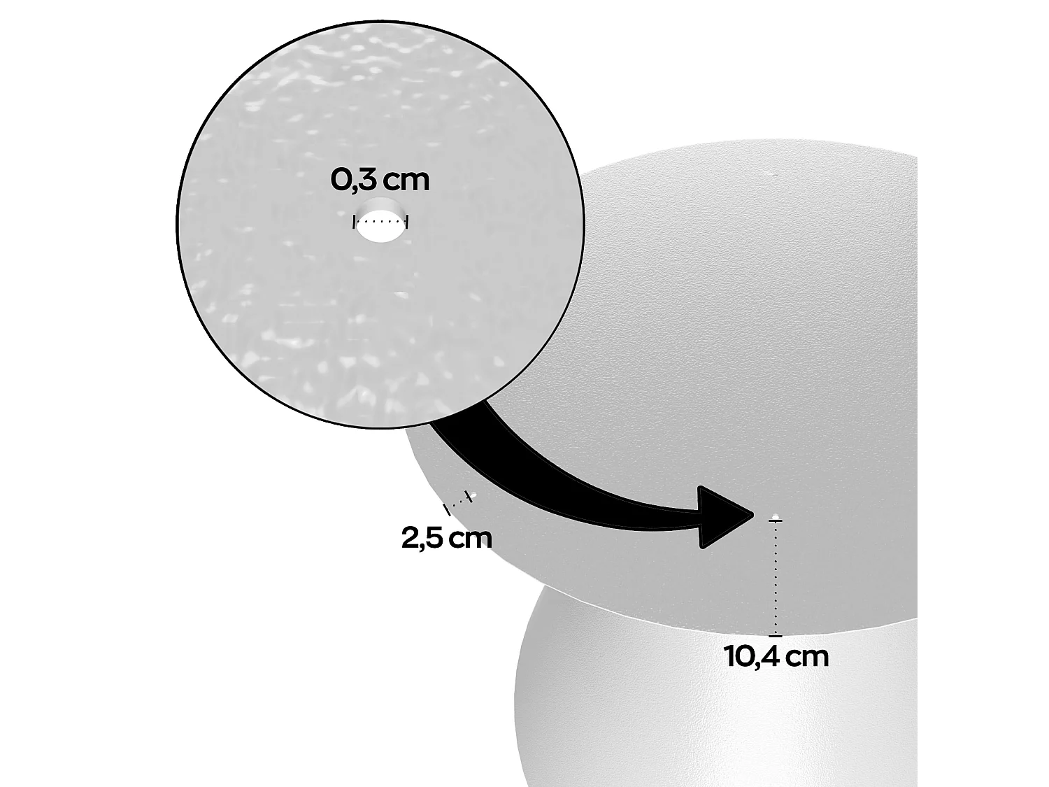 Artù White - Mesa de jantar redonda ⌀ 120 cm de madeira laminada com base de cone de metal-Preto