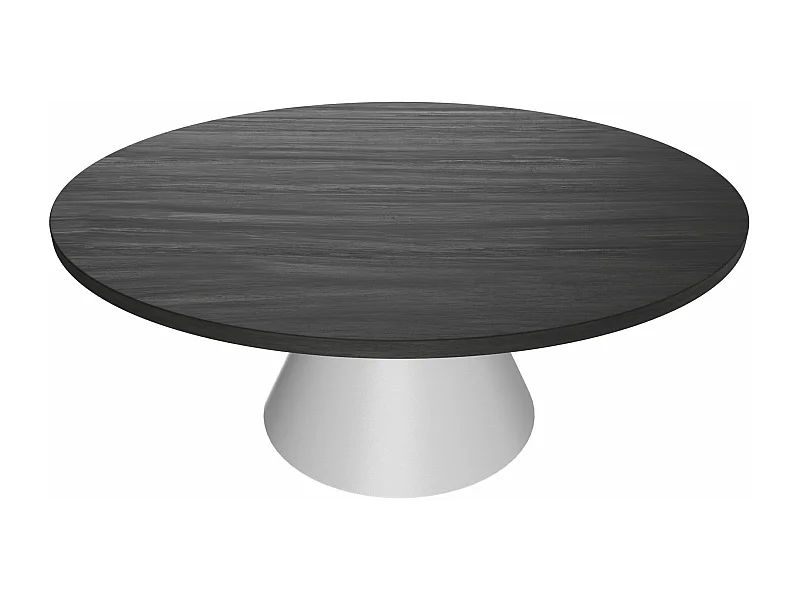 Artù White - Tavolo da pranzo rotondo ⌀ 120 cm in legno laminato con base a cono in metallo-Nero