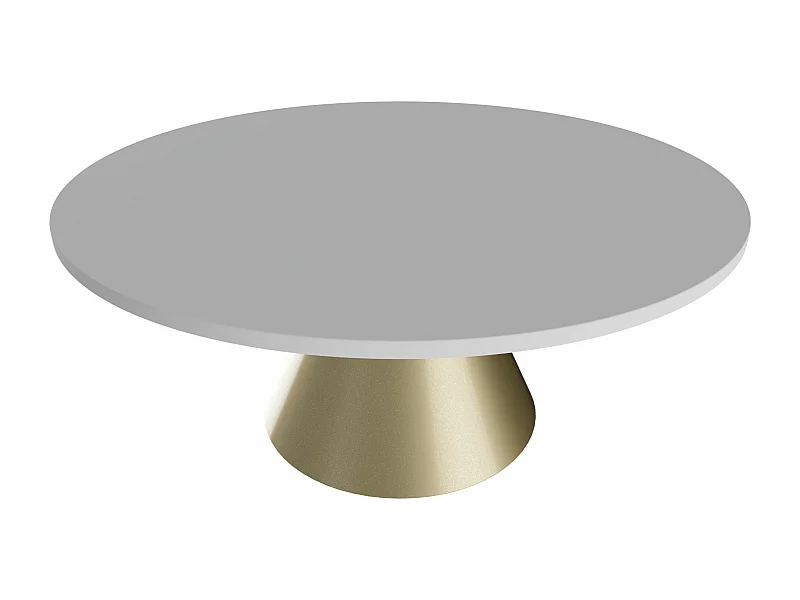 Artù Brass - Mesa de jantar redonda ⌀ 120 cm de madeira laminada com base de cone de metal-Branco