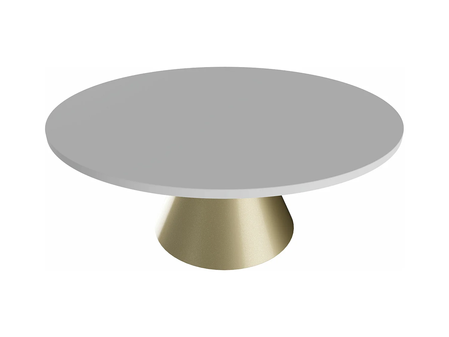 Artù Brass - Table de salle à manger ronde ⌀ 120 cm en bois stratifié avec base conique en métal-Blanc