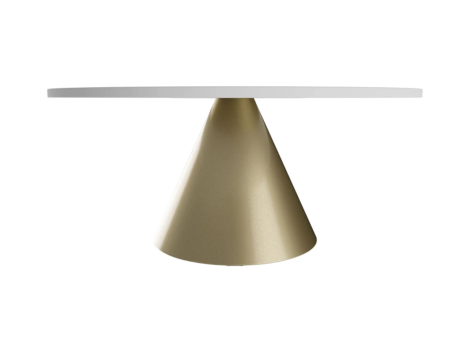 Artù Brass - Table de salle à manger ronde ⌀ 120 cm en bois stratifié avec base conique en métal-Blanc