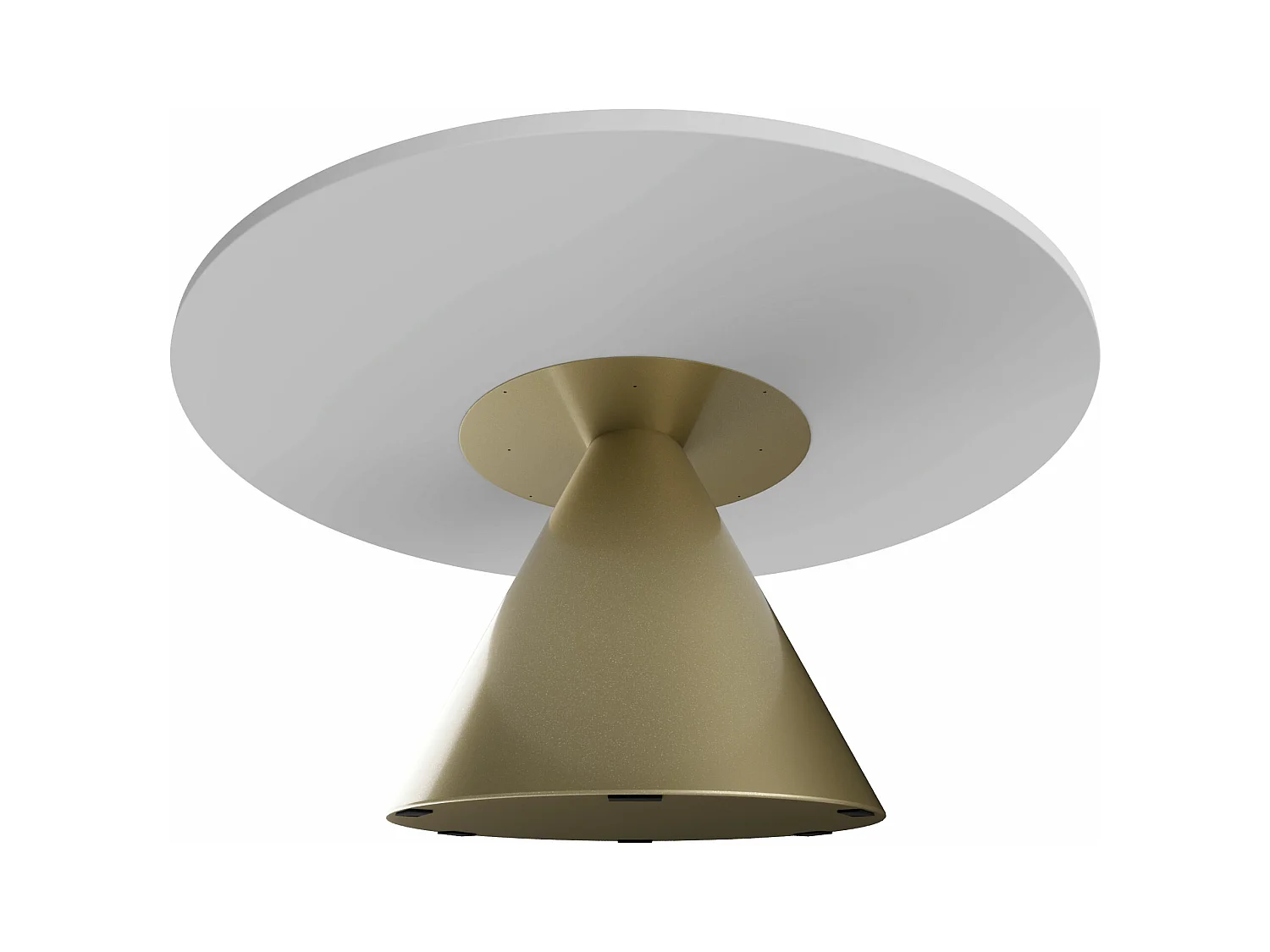 Artù Brass - Table de salle à manger ronde ⌀ 120 cm en bois stratifié avec base conique en métal-Blanc