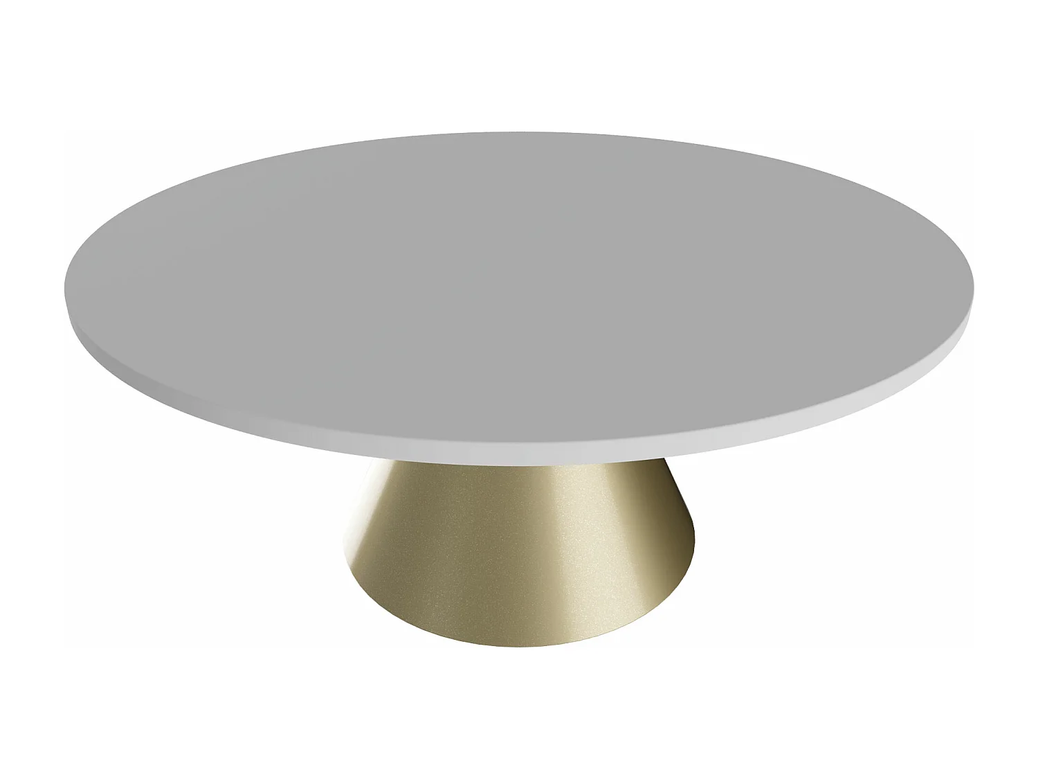 Artù Brass - Mesa de comedor redonda ⌀ 120 cm de madera laminada con base de cono de metal-Blanco