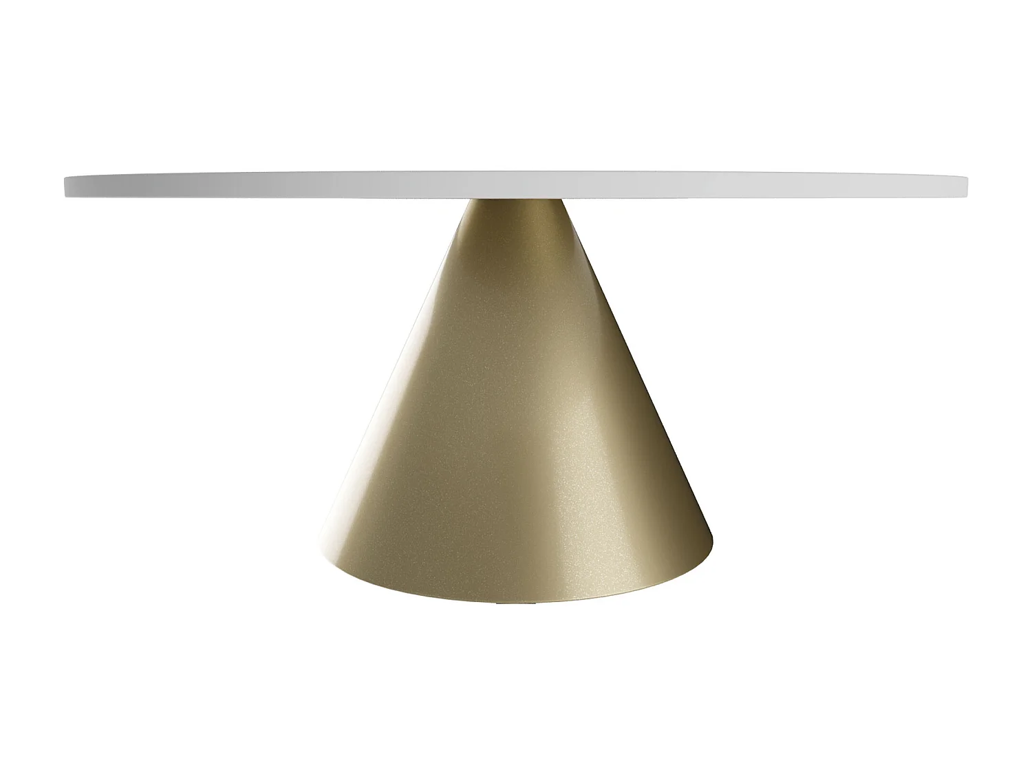 Artù Brass - Mesa de comedor redonda ⌀ 120 cm de madera laminada con base de cono de metal-Blanco