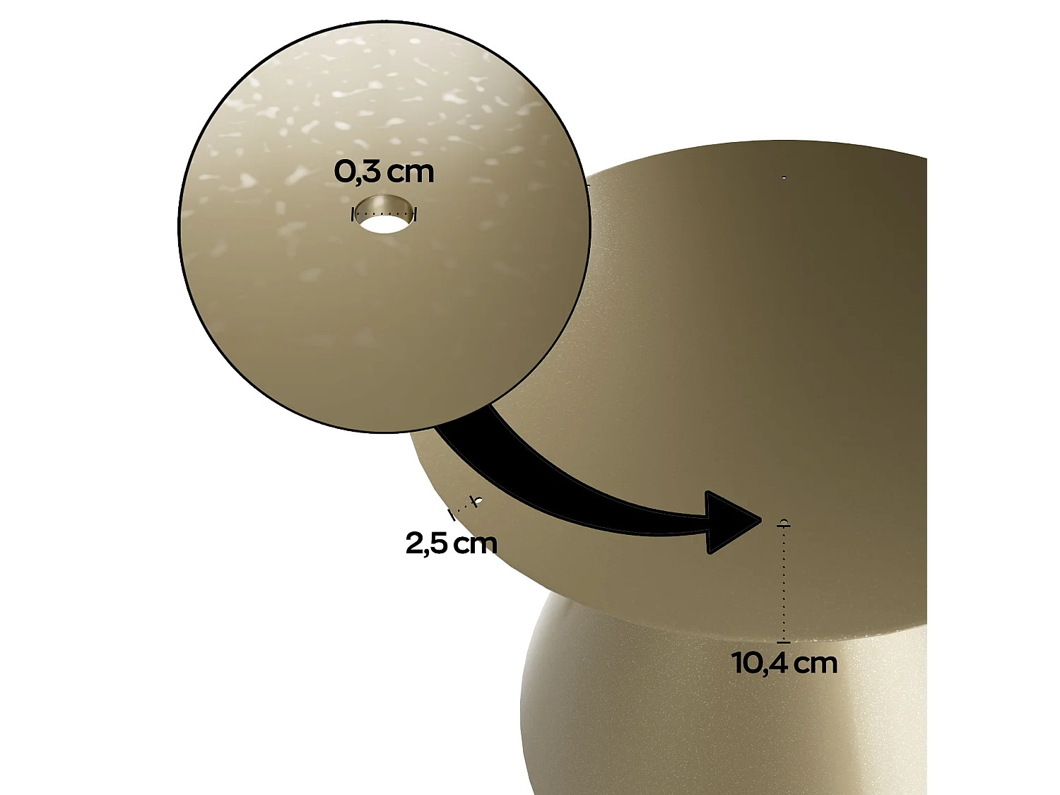 Artù Brass - Mesa de jantar redonda ⌀ 120 cm de madeira laminada com base de cone de metal-Branco