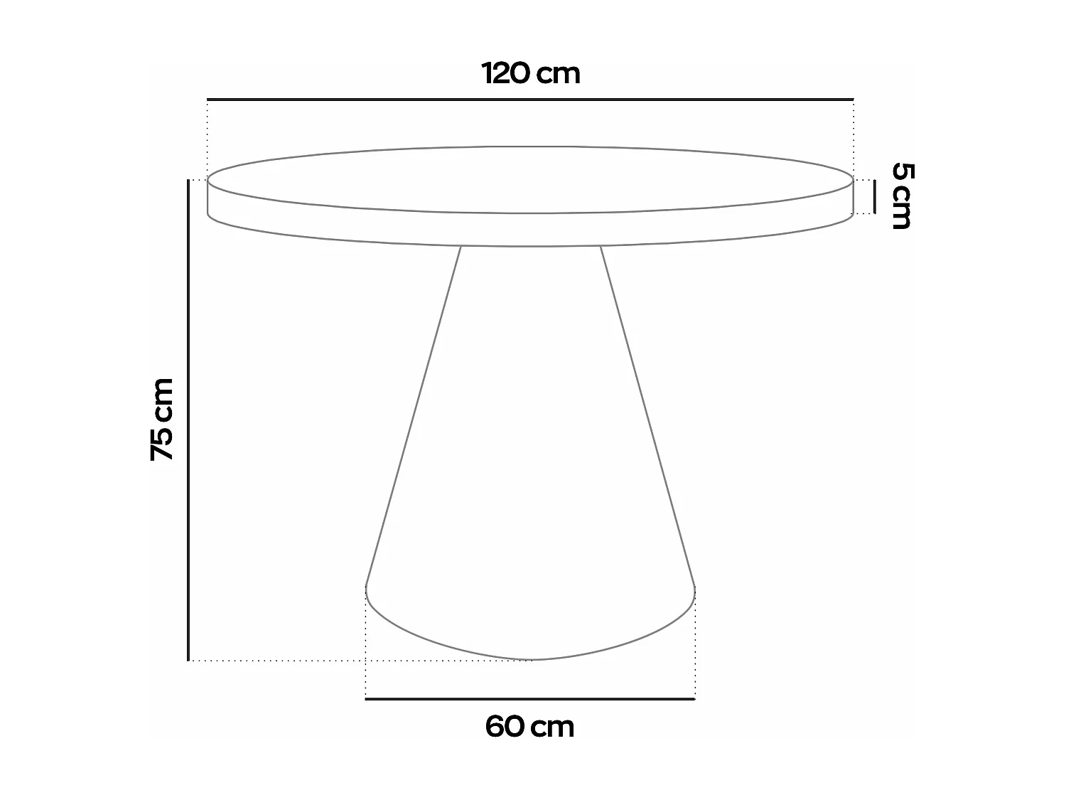 Artù Brass - Mesa de jantar redonda ⌀ 120 cm de madeira laminada com base de cone de metal-Branco