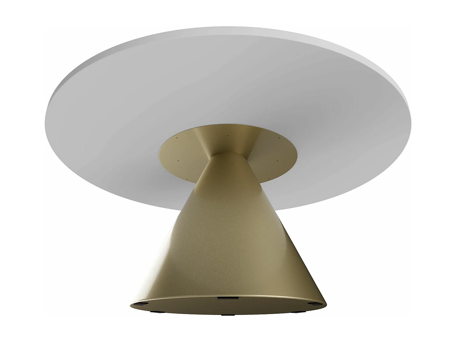 Artù Brass - Mesa de jantar redonda ⌀ 120 cm de madeira laminada com base de cone de metal-Branco