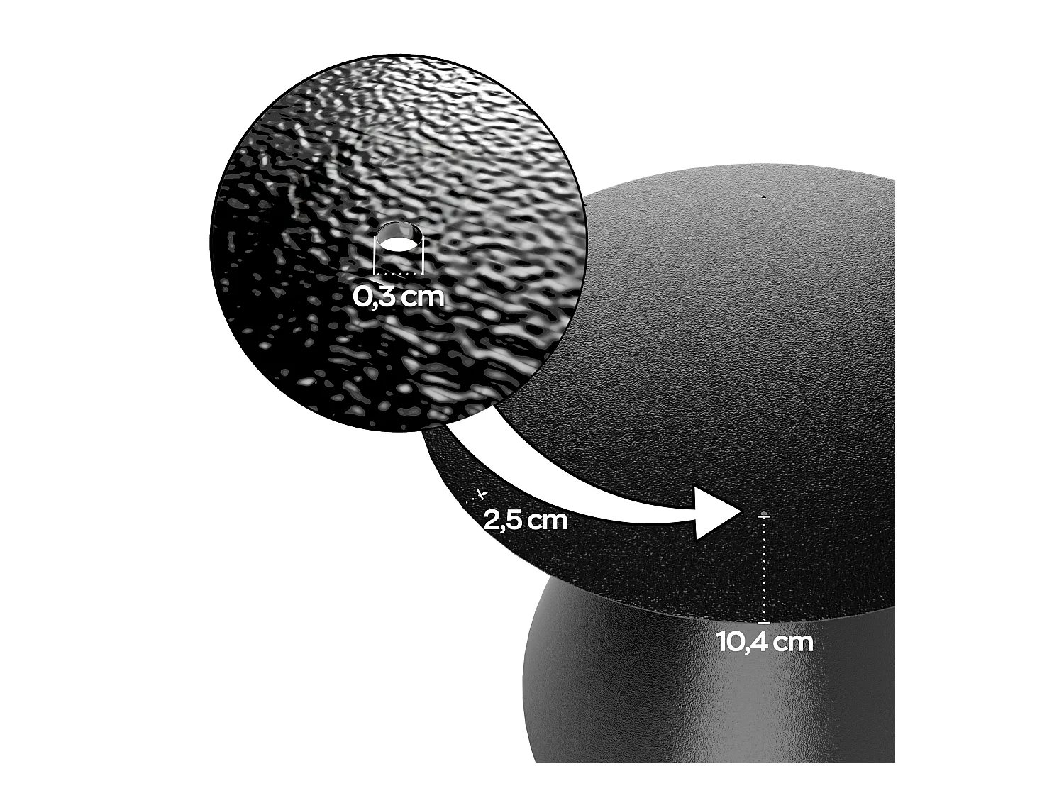 Artù Black - Table de salle à manger ronde ⌀ 120 cm en bois stratifié avec base conique en métal-Blanc