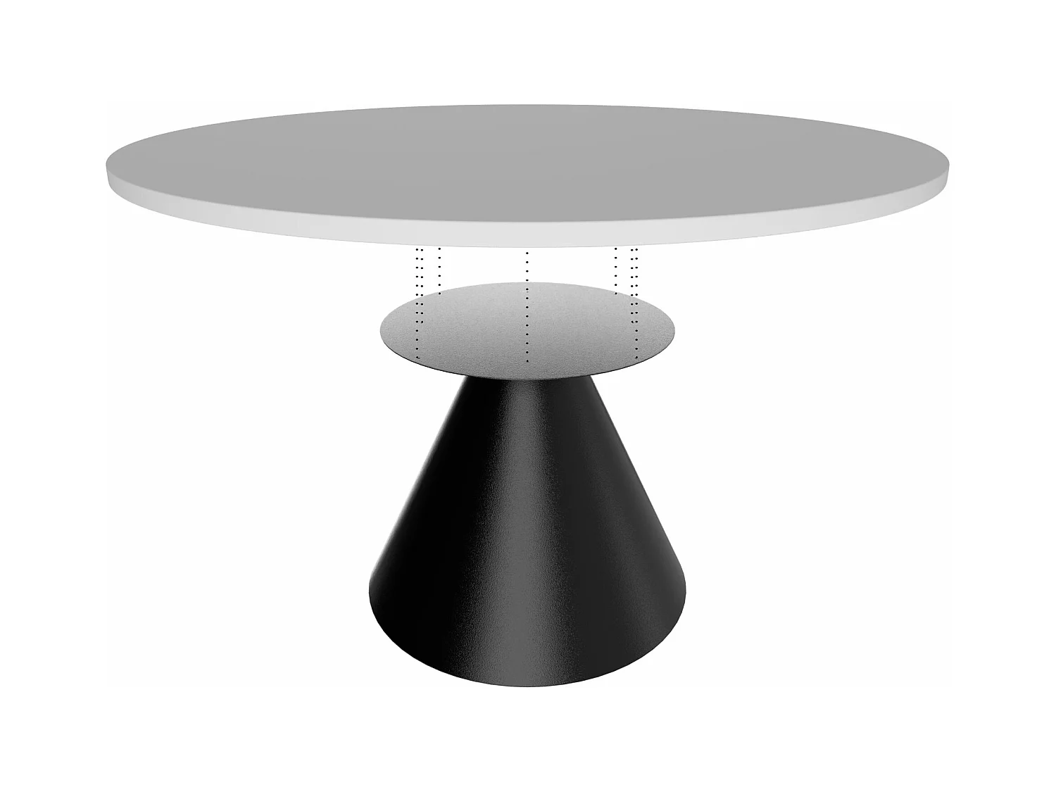 Artù Black - Table de salle à manger ronde ⌀ 120 cm en bois stratifié avec base conique en métal-Blanc