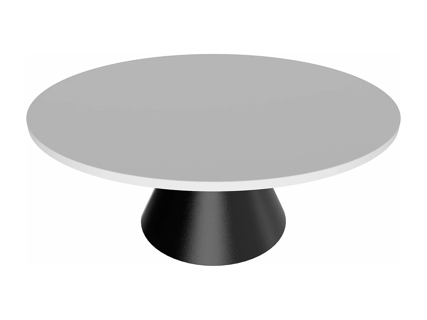 Artù Black - Mesa de jantar redonda ⌀ 120 cm de madeira laminada com base de cone de metal-Branco