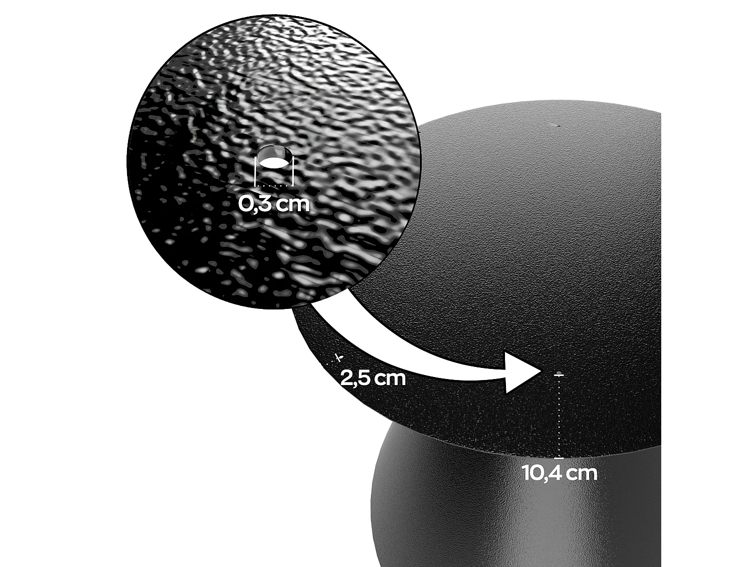 Artù Black - Mesa de jantar redonda ⌀ 120 cm de madeira laminada com base de cone de metal-Branco