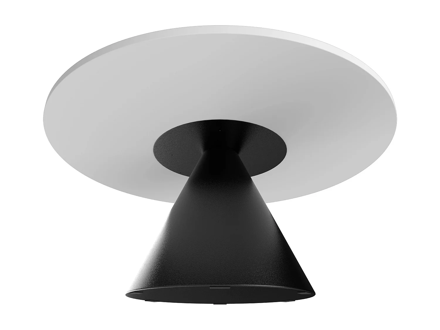 Artù Black - Mesa de jantar redonda ⌀ 120 cm de madeira laminada com base de cone de metal-Branco