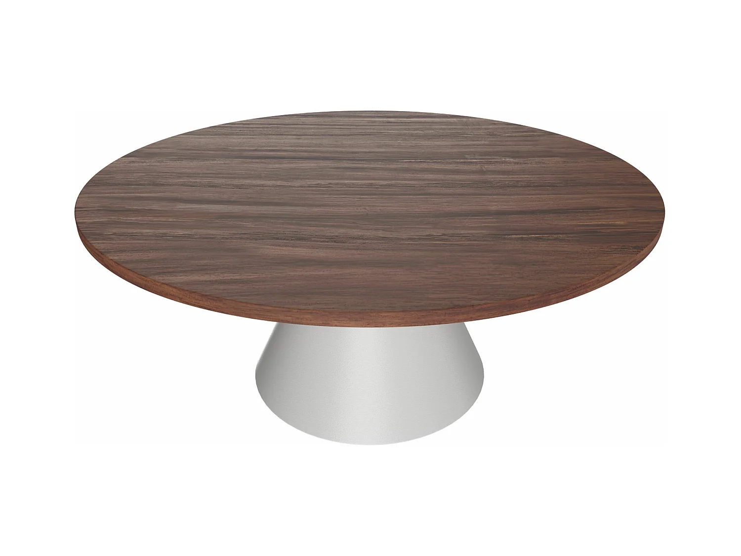 Artù White - Table de salle à manger ronde ⌀ 120 cm en bois stratifié avec base conique en métal-Marron