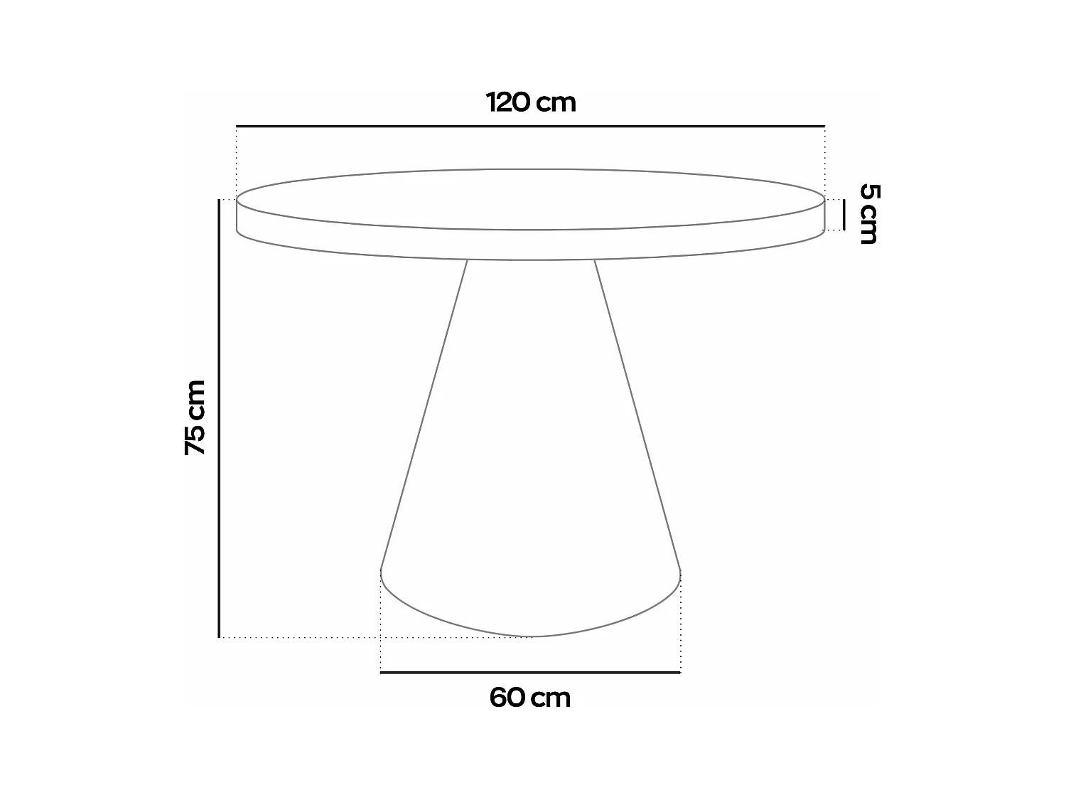 Artù White - Table de salle à manger ronde ⌀ 120 cm en bois stratifié avec base conique en métal-Marron