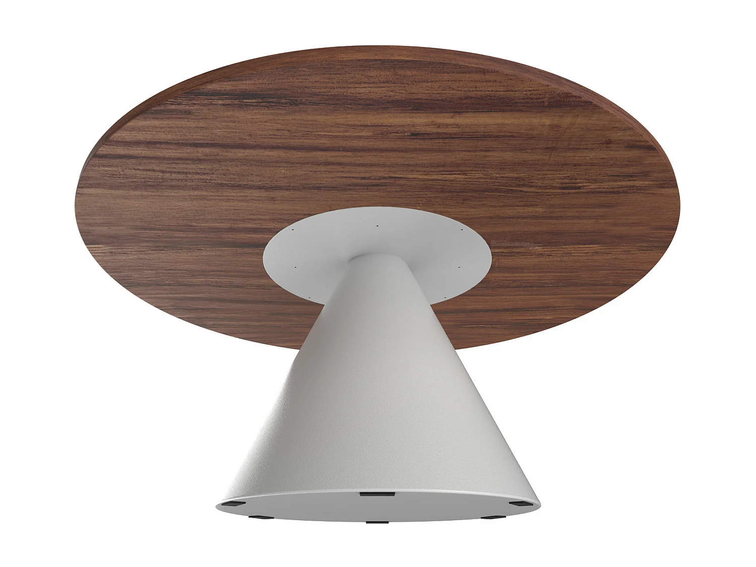 Artù White - Mesa de jantar redonda ⌀ 120 cm de madeira laminada com base de cone de metal-Castanho
