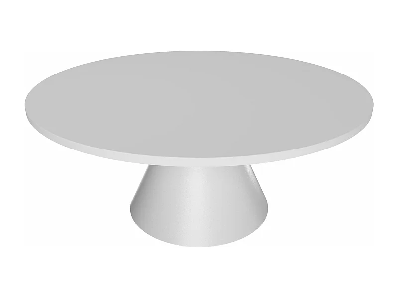 Artù White - Mesa de jantar redonda ⌀ 120 cm de madeira laminada com base de cone de metal-Branco