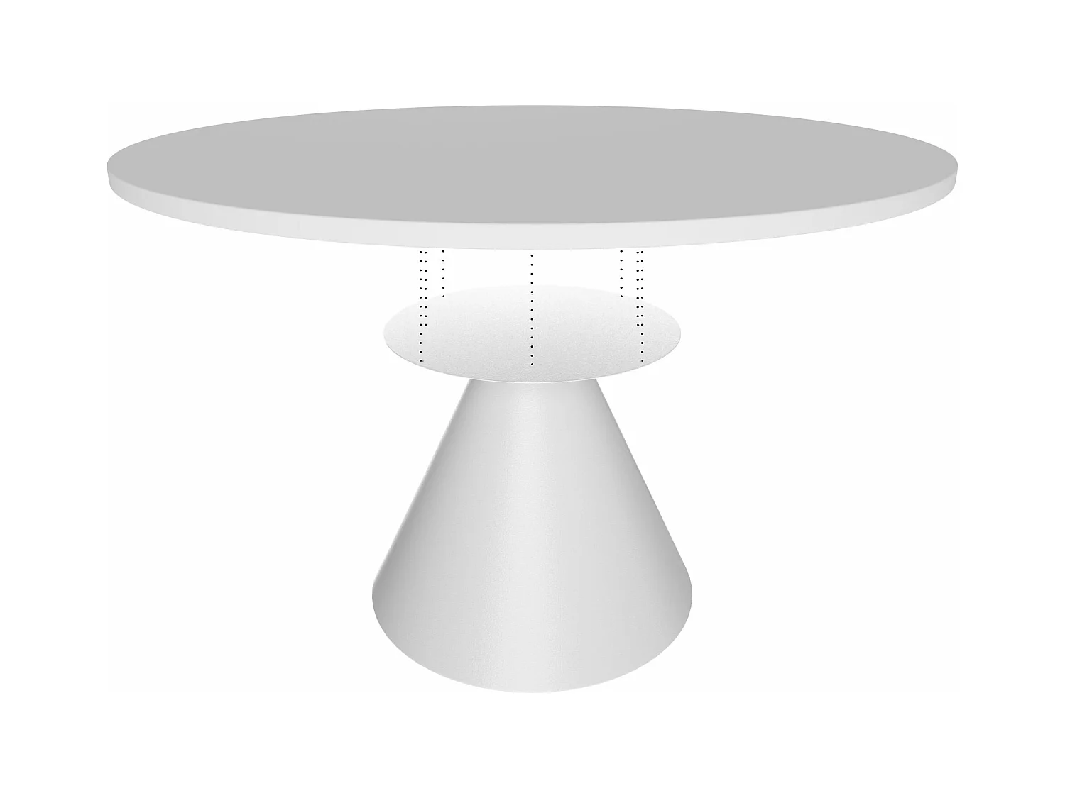 Artù White - Table de salle à manger ronde ⌀ 120 cm en bois stratifié avec base conique en métal-Blanc