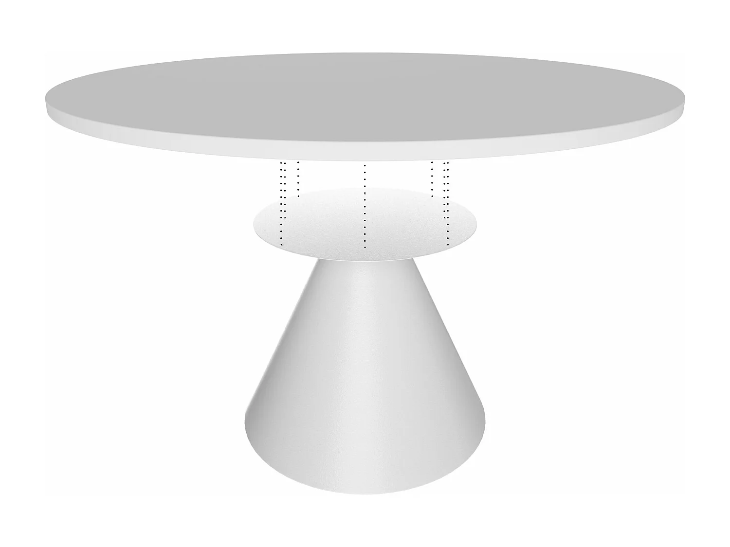 Artù White - Mesa de jantar redonda ⌀ 120 cm de madeira laminada com base de cone de metal-Branco