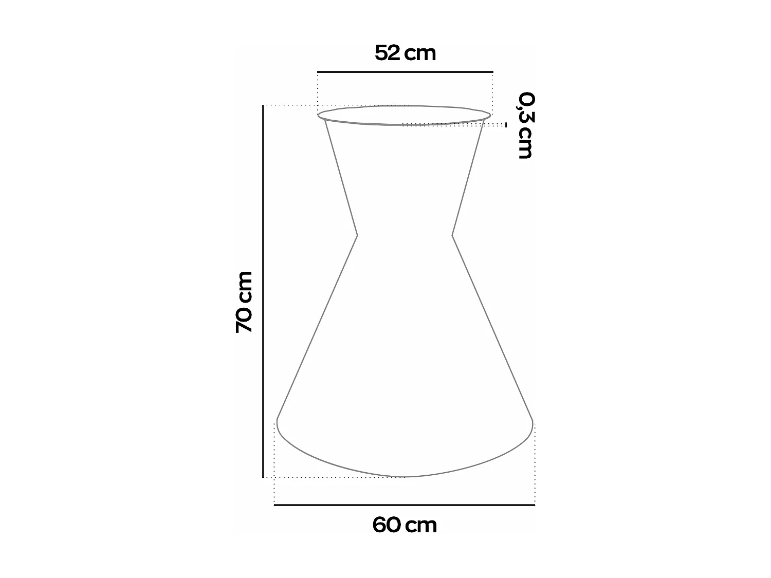 Graal - Base de mesa de jantar redonda de cone duplo H70 cm em metal preto