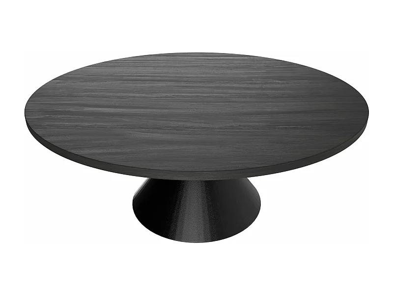 Graal Black - Mesa Redonda Ø120 cm Base Metálica em Cone Duplo e Tampo em Madeira Laminada Preta