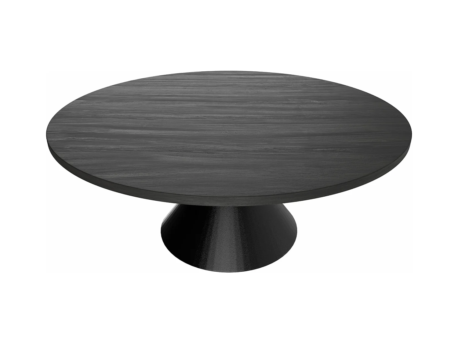 Graal Black - Mesa Redonda Ø120 cm Base Metálica em Cone Duplo e Tampo em Madeira Laminada Preta