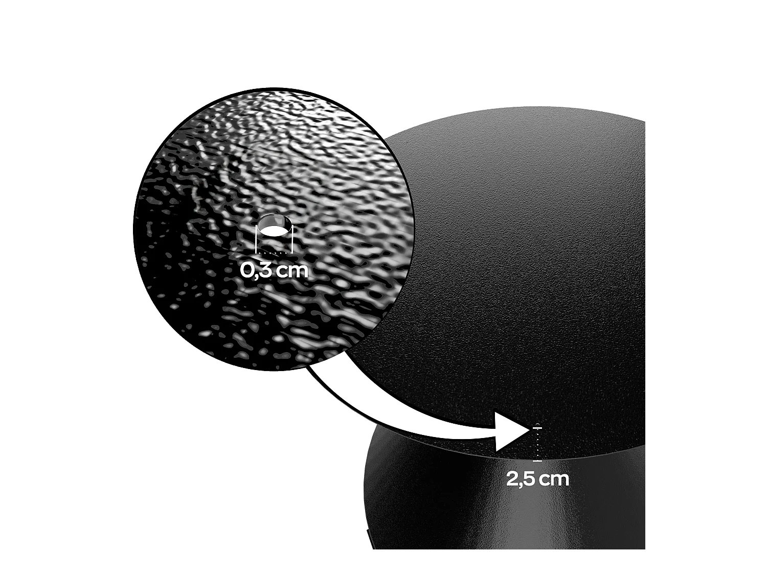 Graal Black - Mesa Redonda Ø120 cm Base Metálica em Cone Duplo e Tampo em Madeira Laminada Preta