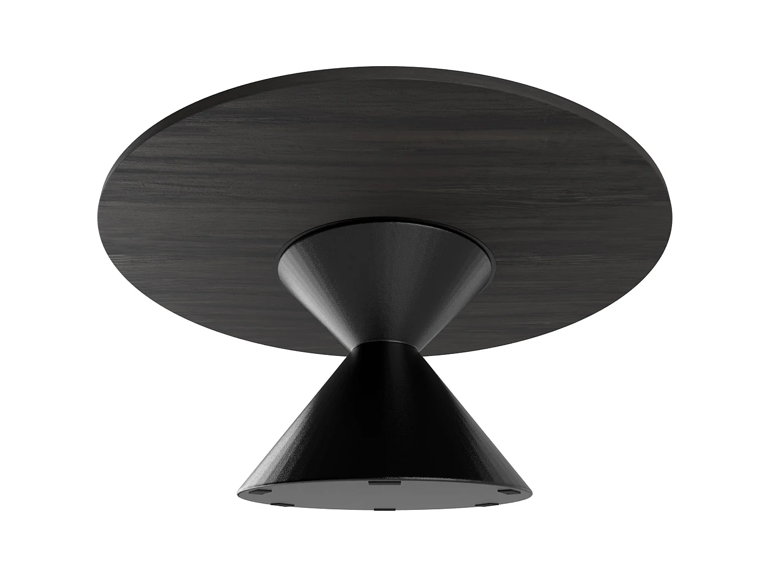 Graal Black - Mesa Redonda Ø120 cm Base Metálica em Cone Duplo e Tampo em Madeira Laminada Preta