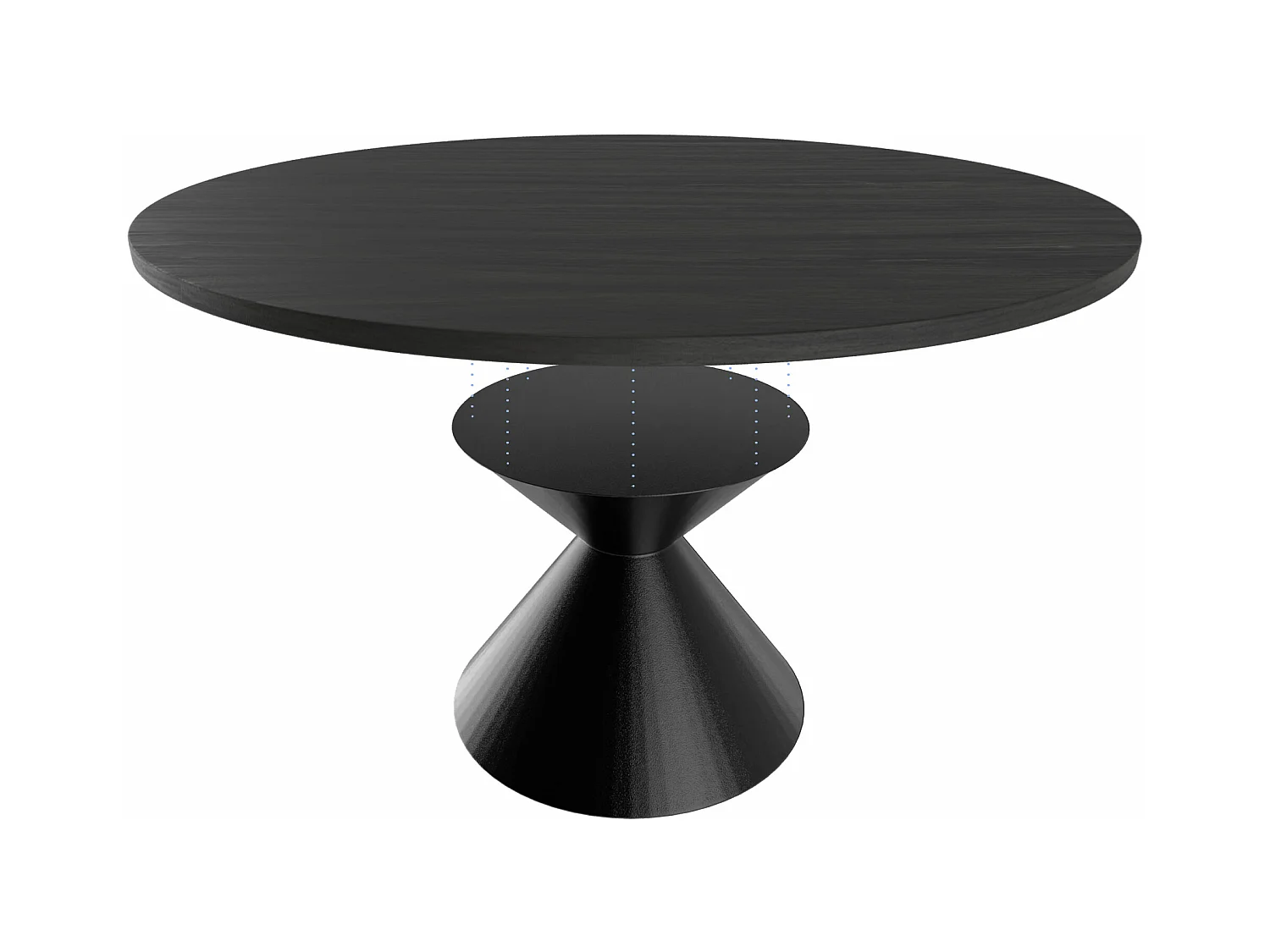 Graal Black - Mesa Redonda Ø120 cm Base Metálica em Cone Duplo e Tampo em Madeira Laminada Preta