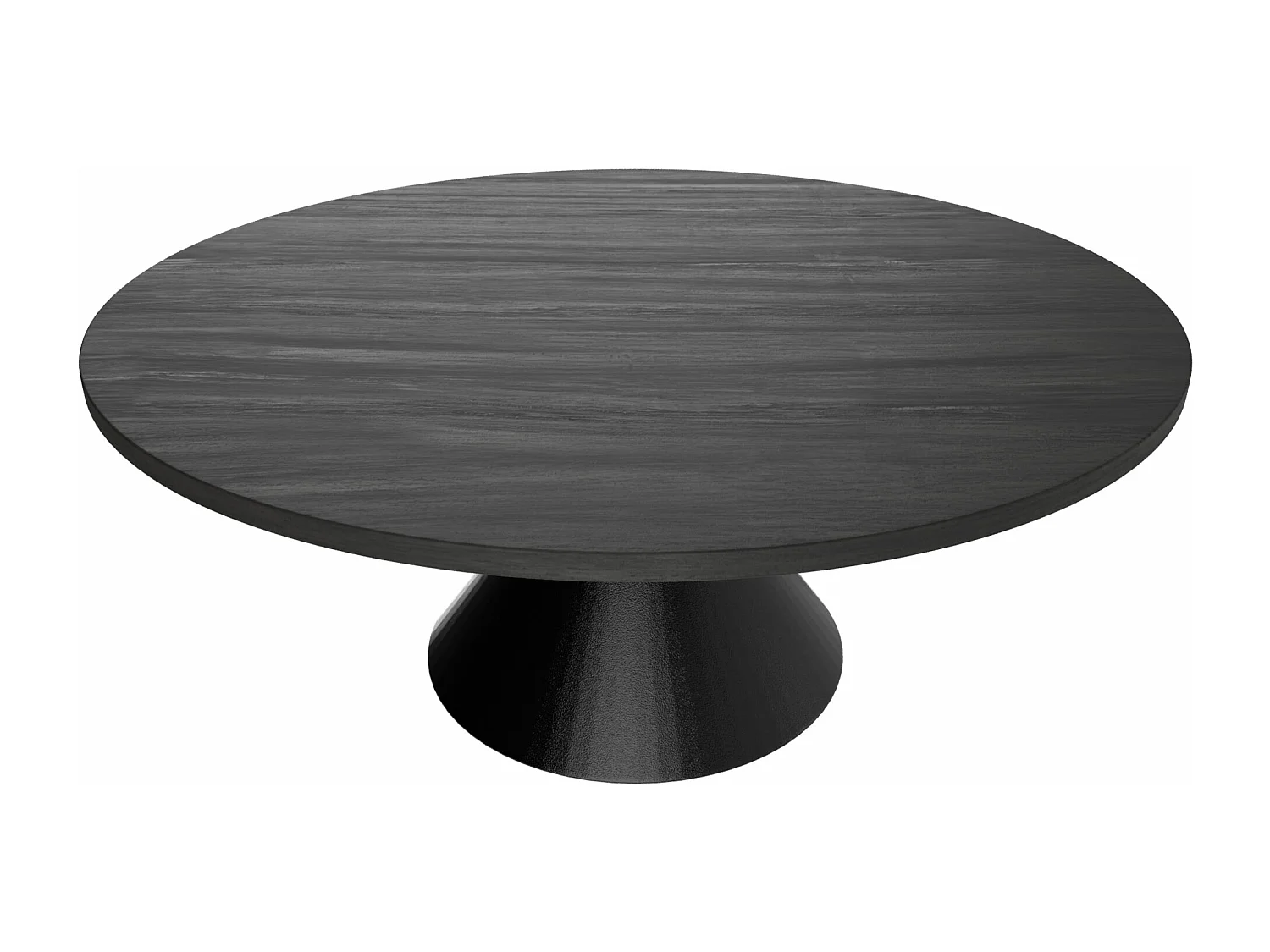 Graal Black - Mesa Redonda Ø120 cm Base Metálica em Cone Duplo e Tampo em Madeira Laminada Preta