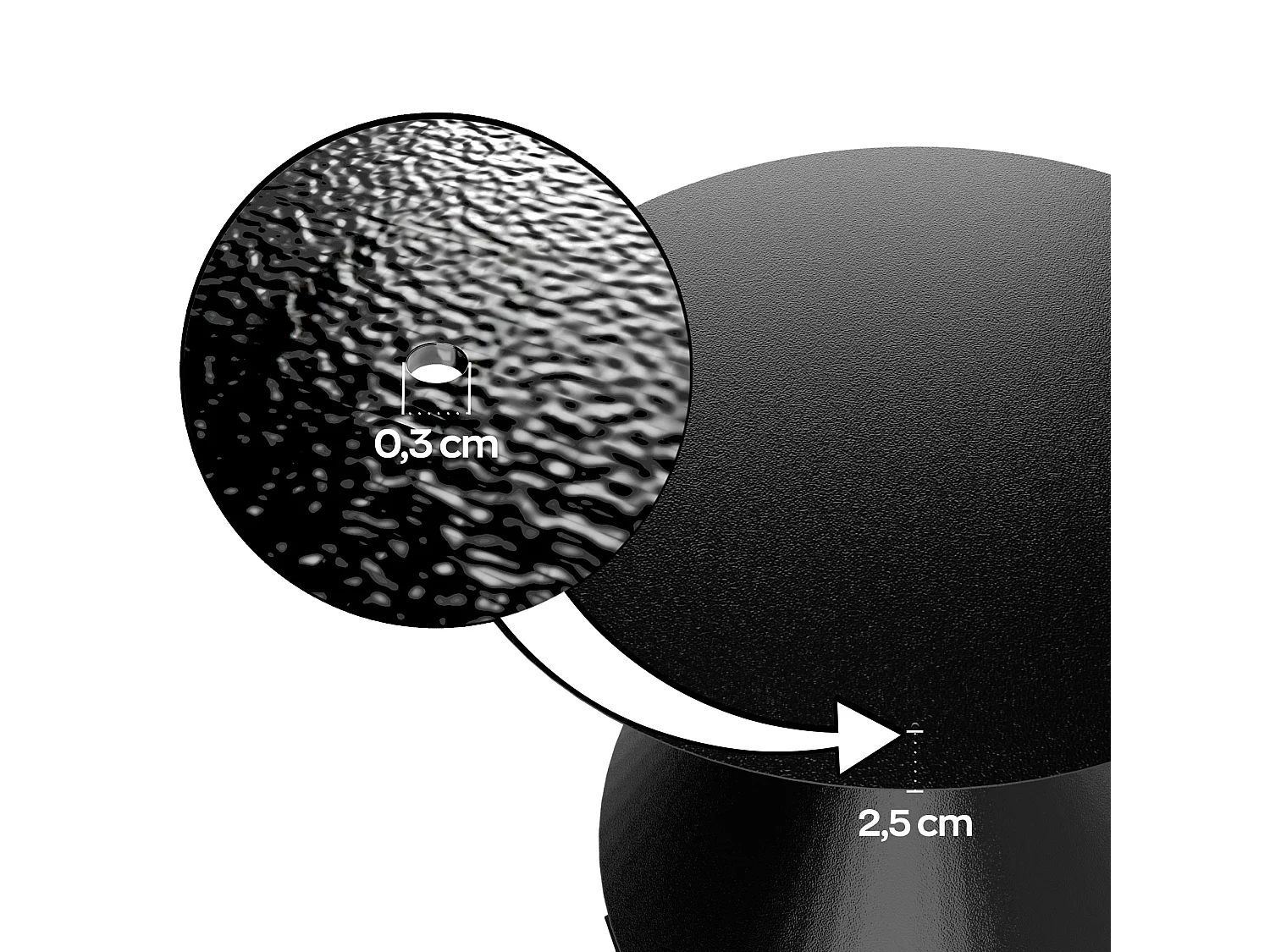 Graal Black - Mesa Redonda Ø120 cm Base Metálica em Cone Duplo e Tampo em Madeira Laminada Preta