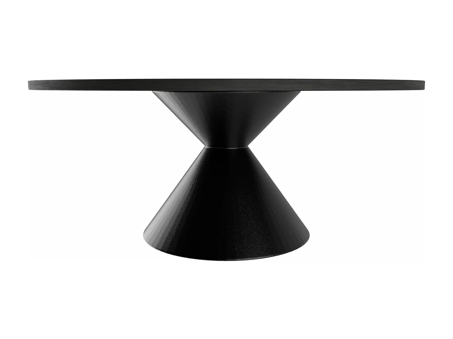 Graal Black - Mesa Redonda Ø120 cm Base Metálica em Cone Duplo e Tampo em Madeira Laminada Preta