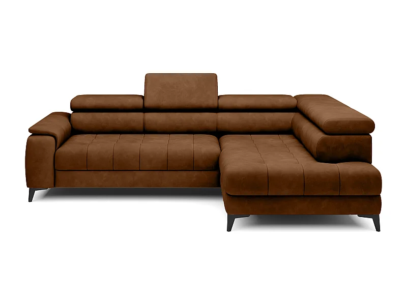 DomoHome Ecksofa Freistehend Mit Schlaffunktion Und Verstellbaren Kopfstützen, Chaiselongue, Rechts Seite, 278×197×76/98 cm, Stoffbezug In Hellbraun