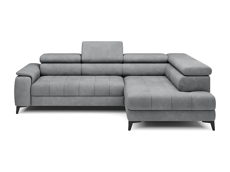 DomoHome Ecksofa Freistehend Mit Schlaffunktion Und Verstellbaren Kopfstützen, Chaiselongue, Rechts Seite, 278×197×76/98 cm, Stoffbezug In Hellgrau