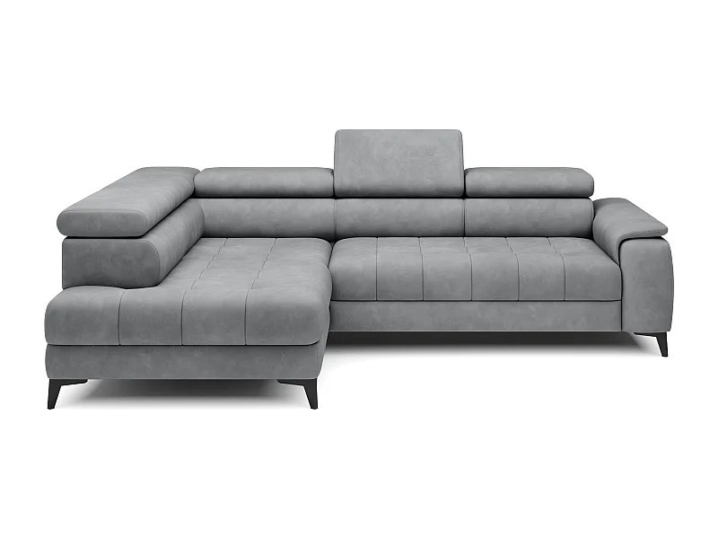 DomoHome Ecksofa Freistehend Mit Schlaffunktion Und Verstellbaren Kopfstützen, Chaiselongue, Linke Seite, 278×197×76/98 cm, Stoffbezug In Hellgrau