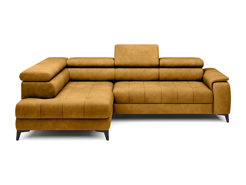 DomoHome Ecksofa Freistehend Mit Schlaffunktion Und Verstellbaren Kopfstützen, Chaiselongue, Linke Seite, 278×197×76/98 cm, Stoffbezug In Gold