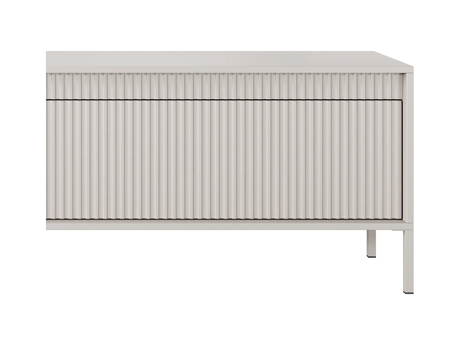 Meuble TV Beige 40x188x54 cm SENSO – Design Moderne, Façades MDF Rainurées, Push-to-Open, Pieds Métal, Rangement Salon