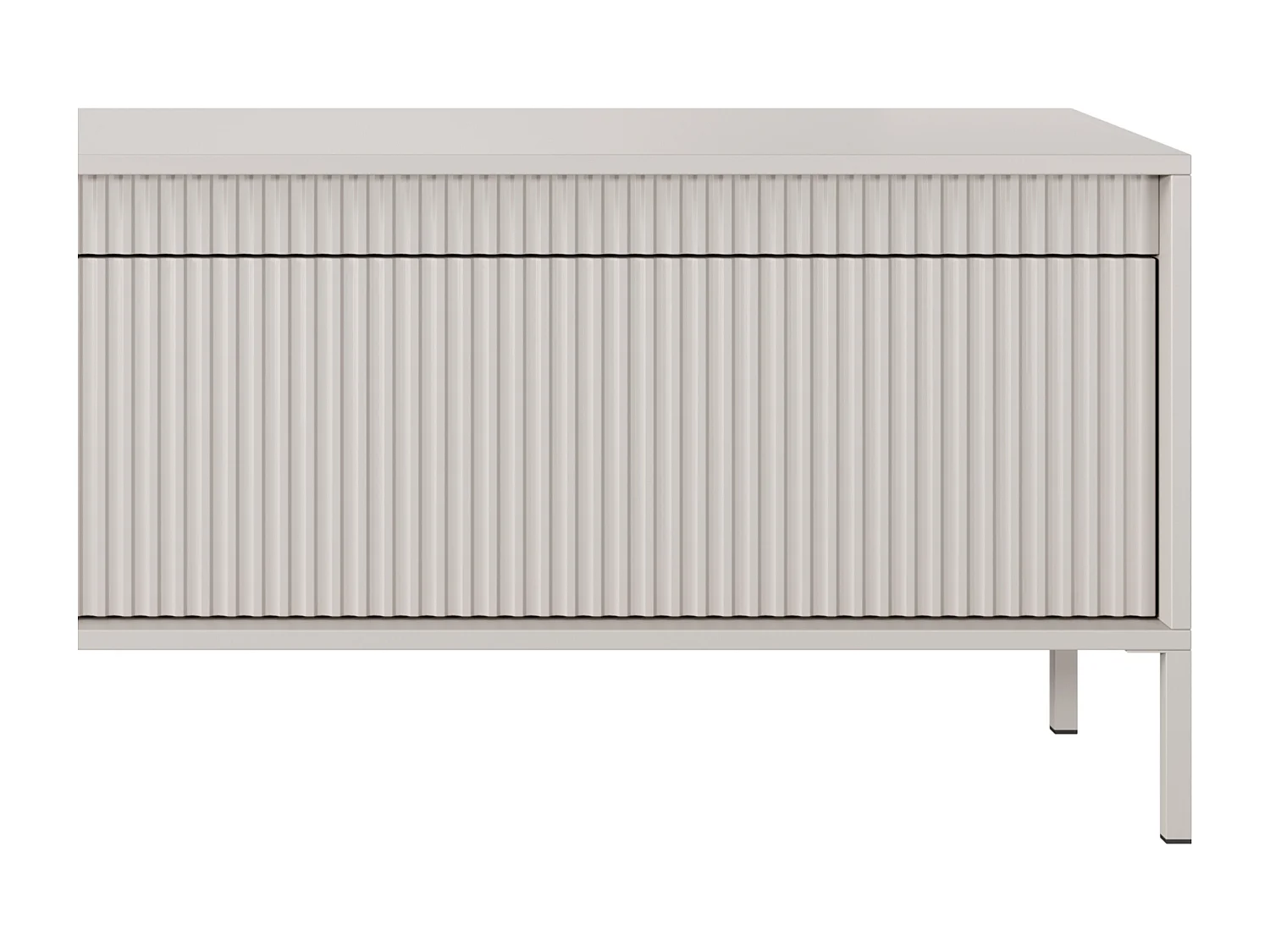 Meuble TV Beige 40x188x54 cm SENSO – Design Moderne, Façades MDF Rainurées, Push-to-Open, Pieds Métal, Rangement Salon