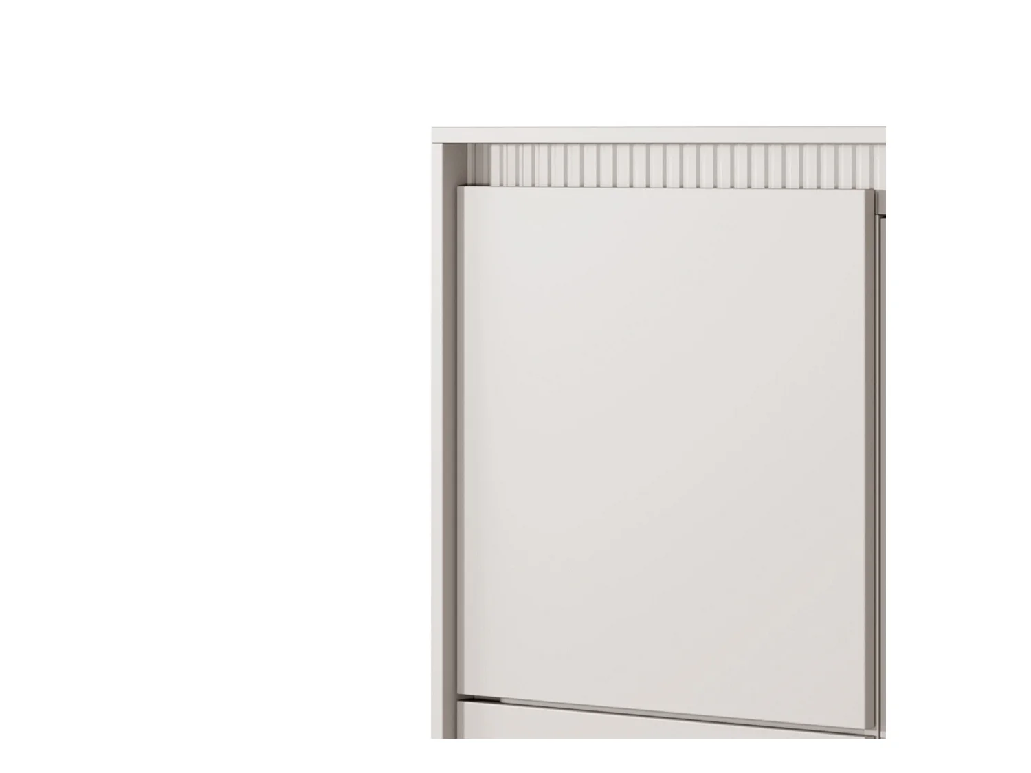 Commode Haute Beige 3 Portes SENSO 103,5x123,4x39,5 cm – Design Moderne, Façades Rainurées, Push-to-Open, Pieds Métal, Rangement Salon