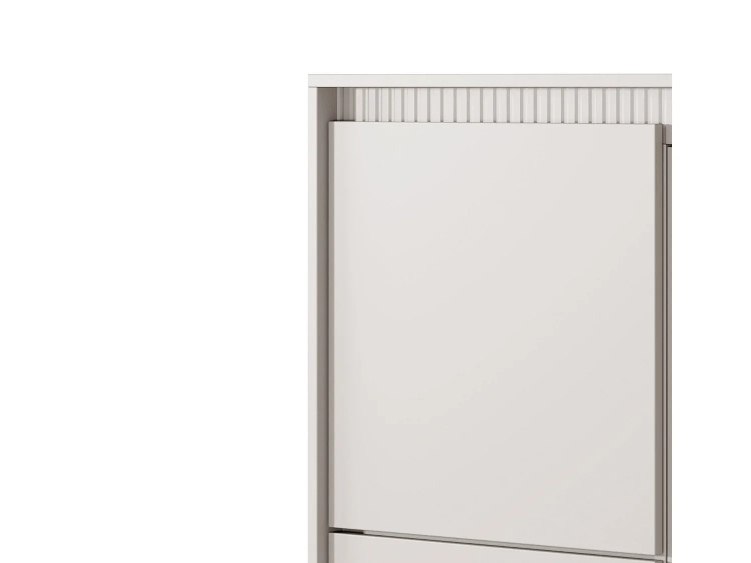 Commode Haute Beige 3 Portes SENSO 103,5x123,4x39,5 cm – Design Moderne, Façades Rainurées, Push-to-Open, Pieds Métal, Rangement Salon
