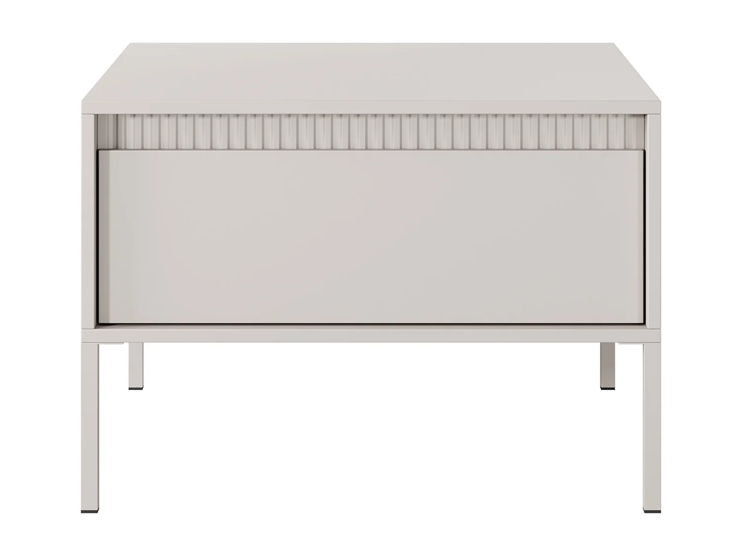 Moderne salontafel beige 68x68x48,4 cm met lade push-to-open MDF gelakt metalen poten vierkant Senso 1S vrijstaand design