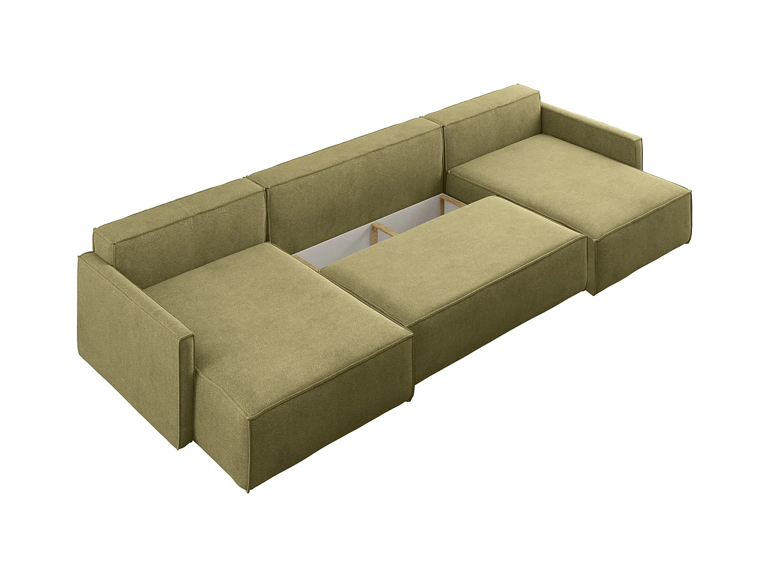 Ecksofa Carlos U-Form Mit Schlaffunktion Und Bettkasten Stoff Salvador Olive